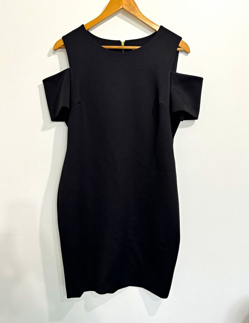 Calvin Klein Black Cold Shoulder Sheath Bodycon Dress Size 10-12 #1066